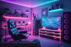 Colourful gaming room